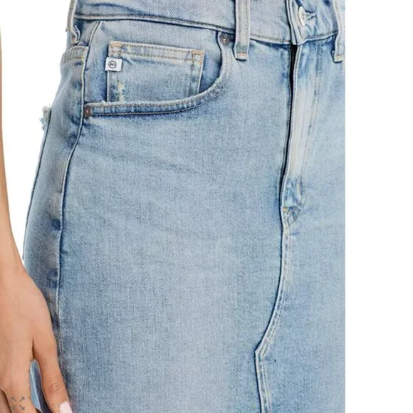 AG Jeans Alicia Denim Midi Skirt | Size 29 | Front Slit High-Waisted Classic Blu - Picture 5 of 12